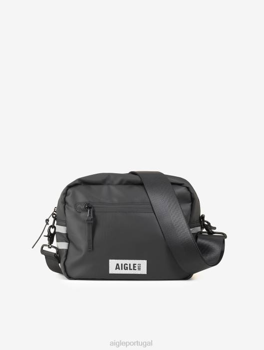 Aigle homens grande bolsa urbana hidrorrepelente com faixas refletivas 5l preto acessórios D4DF387