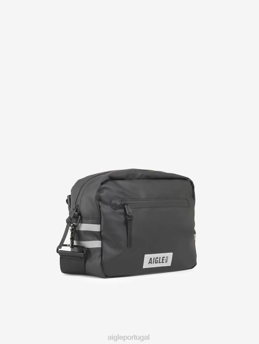Aigle homens grande bolsa urbana hidrorrepelente com faixas refletivas 5l preto acessórios D4DF387