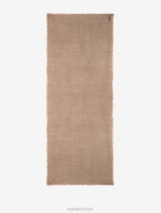 Aigle homens lenço de linho liso com franja capuccino acessórios D4DF382