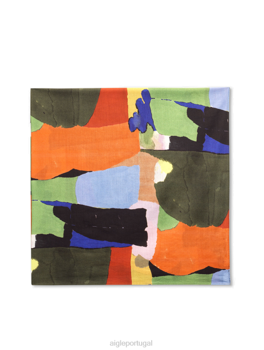 Aigle homens lenço estampado em algodão orgânico e seda multico pr acessórios D4DF404