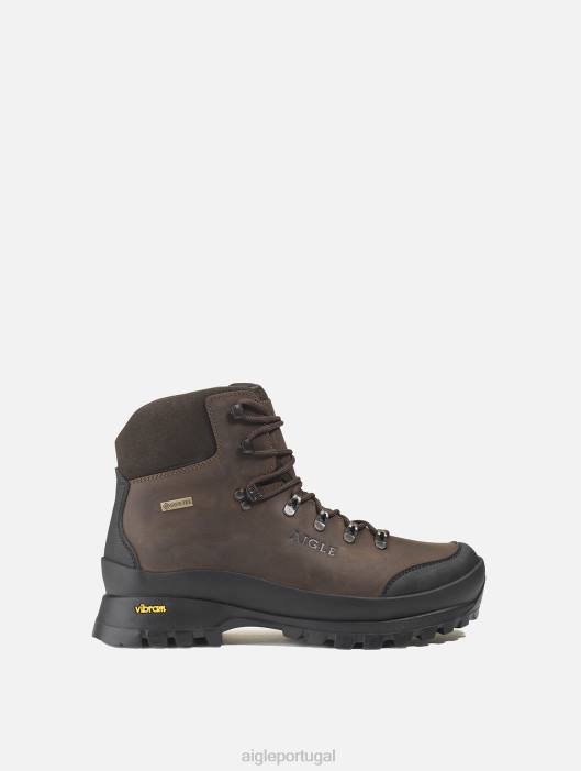 Aigle homens Botins de couro ultratécnicos com membrana gore-tex e sola vibram marrom escuro botas D4DF275