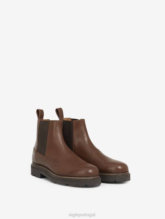 Aigle homens a bota chelsea de couro com costura norueguesa bourbon botas D4DF304