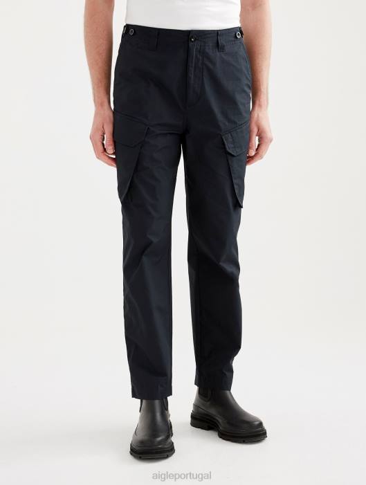 Aigle homens calças cargo de popeline preto roupas D4DF142