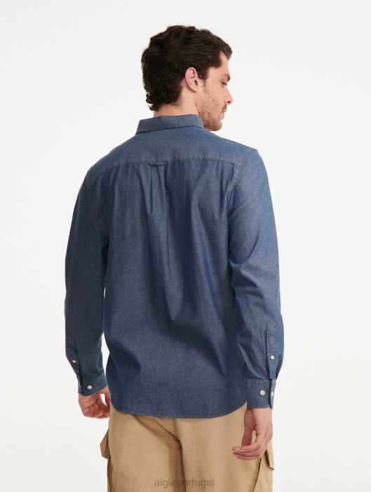 Aigle homens camisa cambraia manga longa cambraia roupas D4DF140