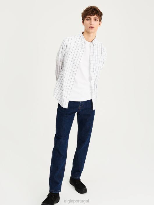 Aigle homens camisa da verificação branco roupas D4DF104