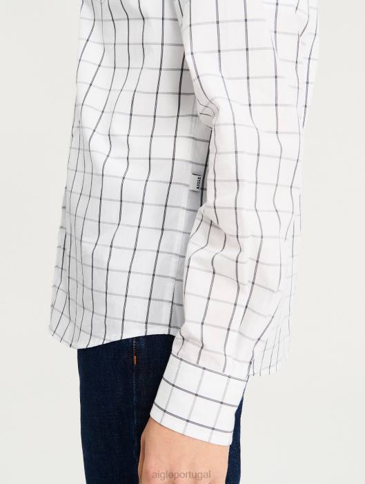 Aigle homens camisa da verificação branco roupas D4DF104
