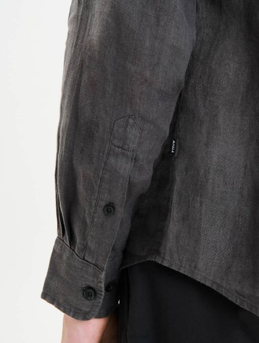Aigle homens camisa de linho carvão roupas D4DF89