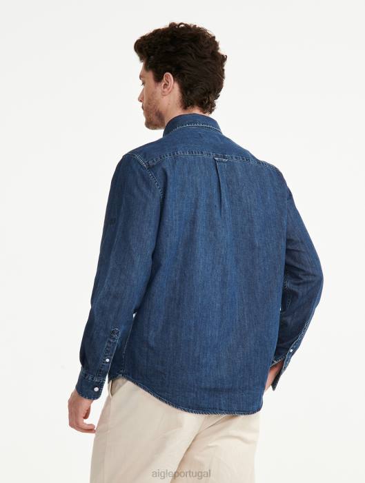 Aigle homens camisa jeans manga longa jeans roupas D4DF105