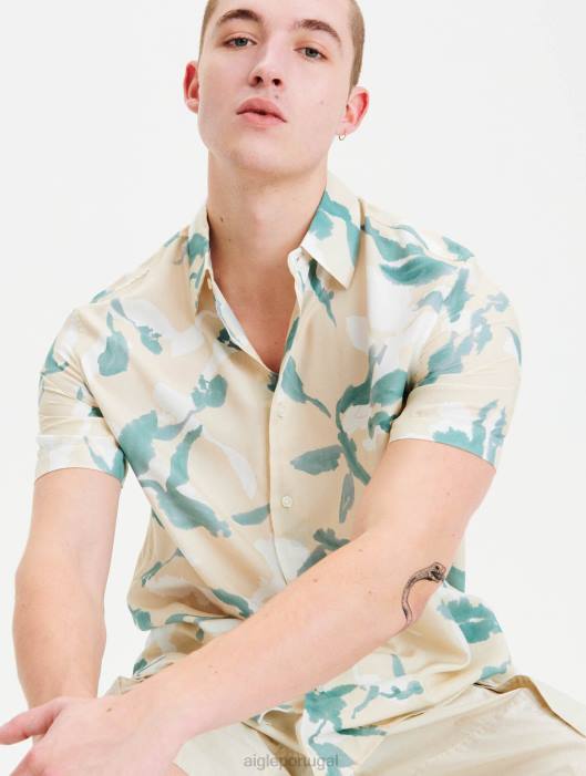 Aigle homens camisa manga curta corte reto biscoito pr roupas D4DF67