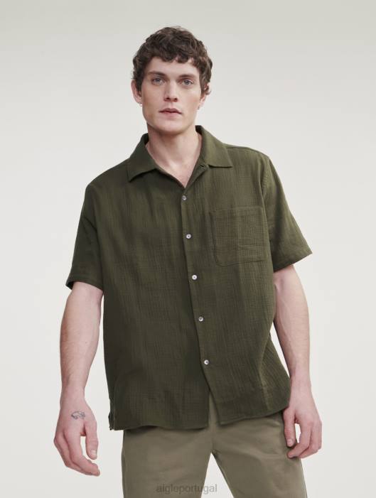 Aigle homens camisa manga curta gás algodão advogado roupas D4DF21