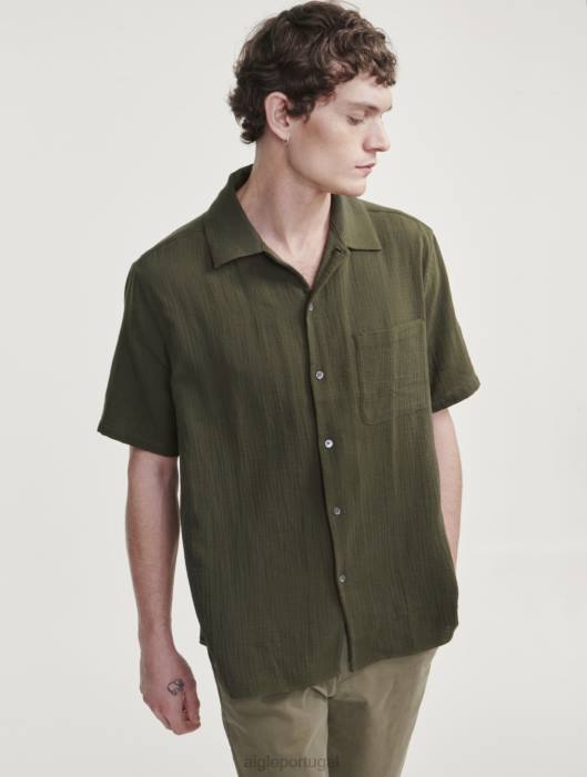 Aigle homens camisa manga curta gás algodão advogado roupas D4DF21