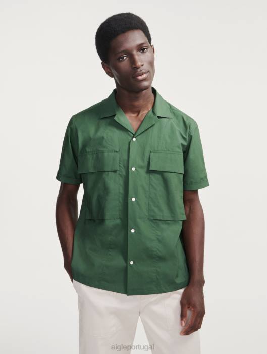 Aigle homens camisa militar manga curta botânico roupas D4DF56