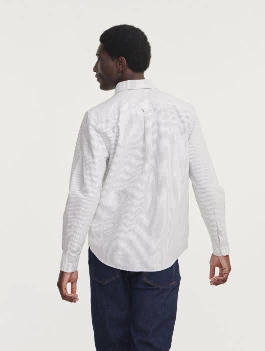 Aigle homens camisa oxford manga longa listrada Rua Taillis roupas D4DF90
