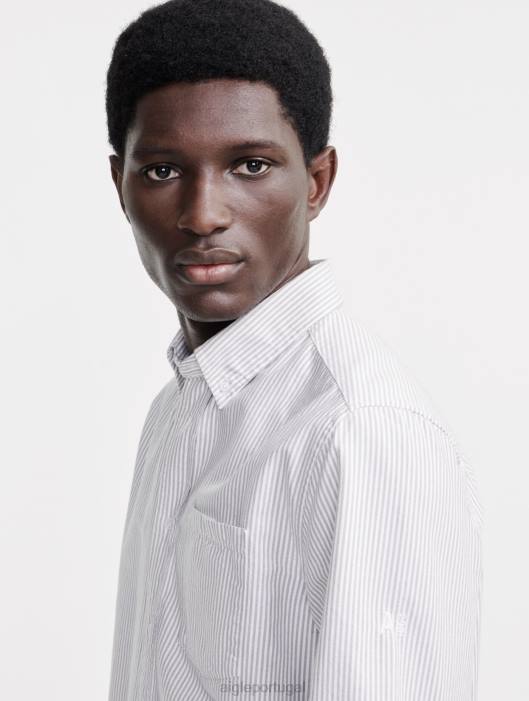 Aigle homens camisa oxford manga longa listrada Rua Taillis roupas D4DF90