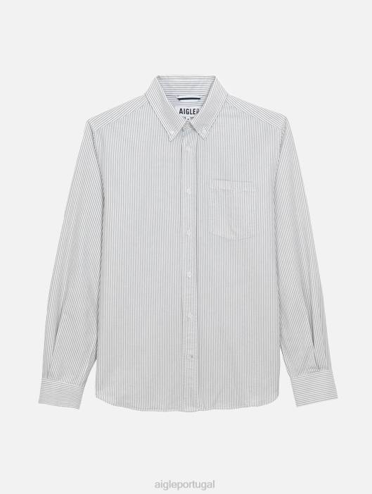 Aigle homens camisa oxford manga longa listrada Rua Taillis roupas D4DF90