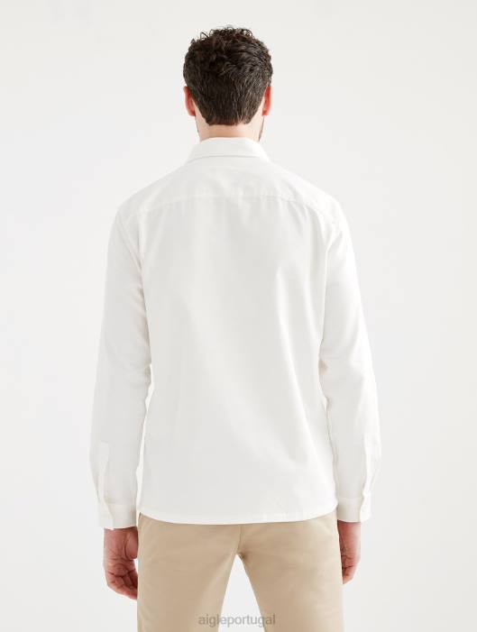 Aigle homens camiseta manga longa algodão/linho leite roupas D4DF126