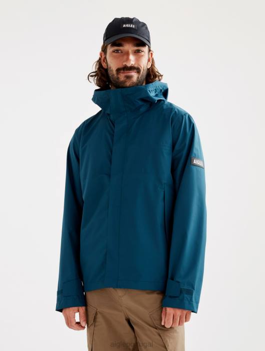 Aigle homens jaqueta mtd com capuz curto tempestade azul roupas D4DF209