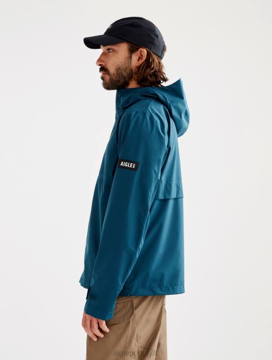 Aigle homens jaqueta mtd com capuz curto tempestade azul roupas D4DF209