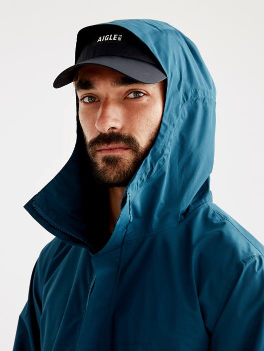 Aigle homens jaqueta mtd com capuz curto tempestade azul roupas D4DF209