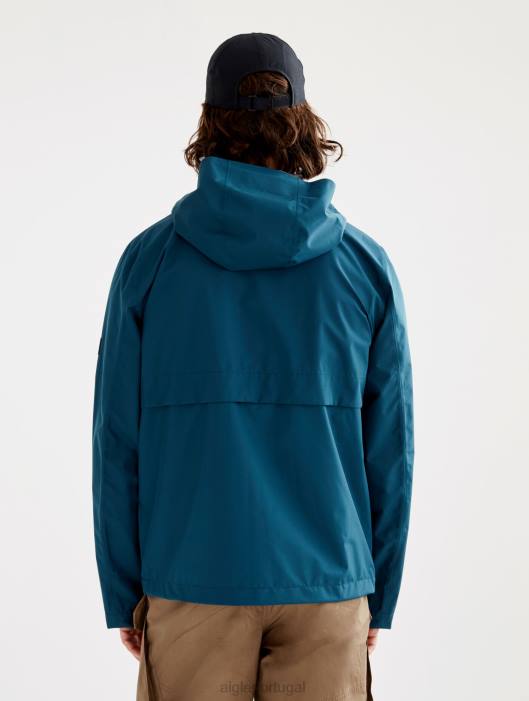 Aigle homens jaqueta mtd com capuz curto tempestade azul roupas D4DF209
