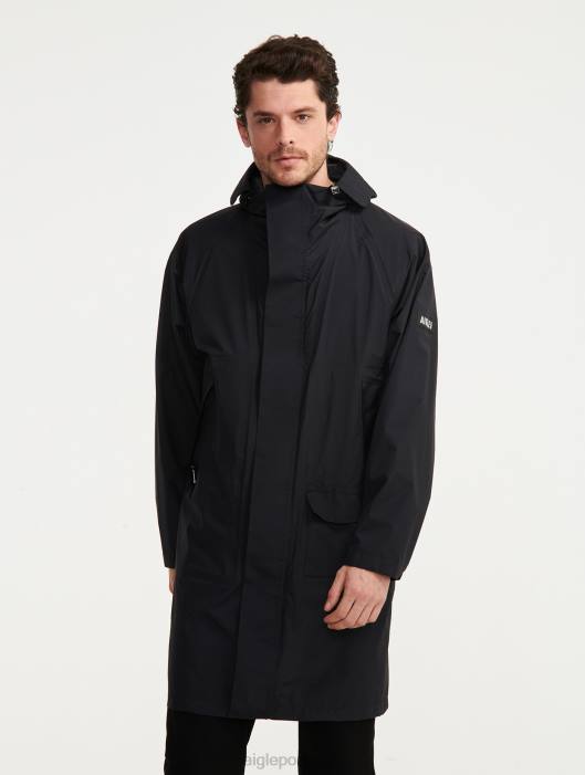 Aigle homens jaqueta mtd com capuz longo preto roupas D4DF184