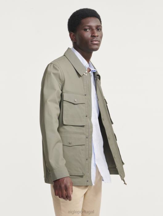 Aigle homens jaqueta safari com revestimento curto taillis roupas D4DF221