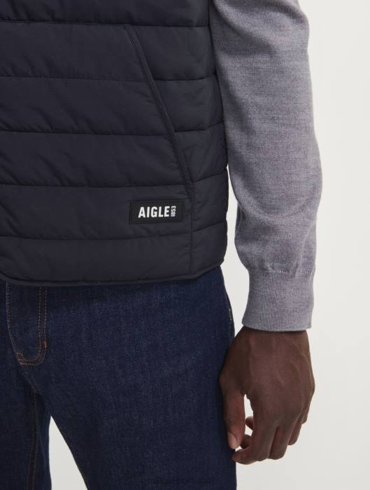 Aigle homens colete curto dupont sorona acolchoado wr sem mangas preto roupas D4DF189