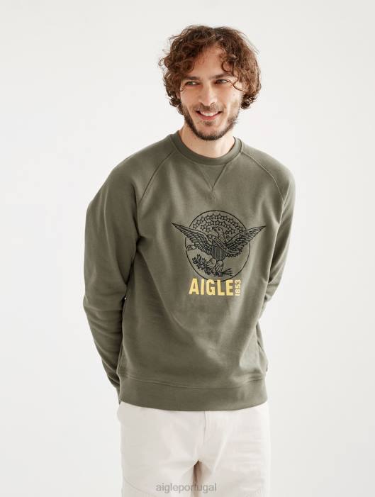 Aigle homens moletom bordado com gola redonda taillis roupas D4DF80