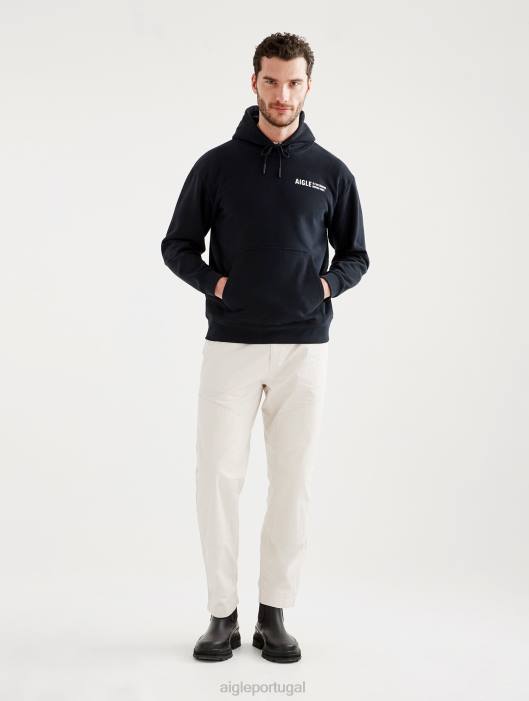 Aigle homens moletom com capuz estampado preto roupas D4DF38