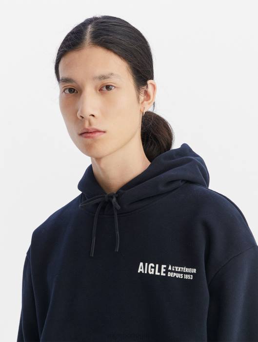 Aigle homens moletom com capuz estampado preto roupas D4DF38