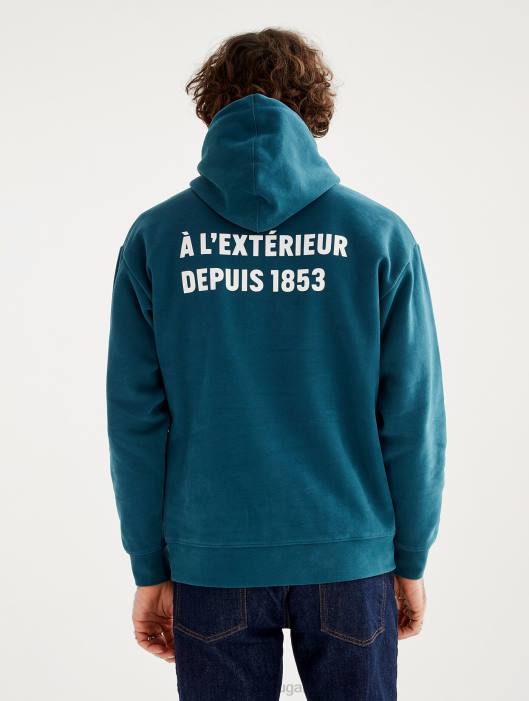 Aigle homens moletom com capuz estampado tempestade azul roupas D4DF81