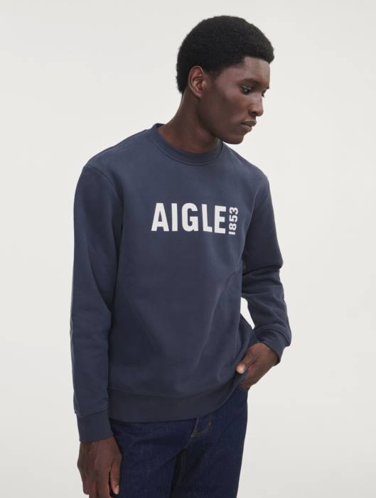 Aigle homens moletom com gola redonda e estampa escovada Império roupas D4DF26