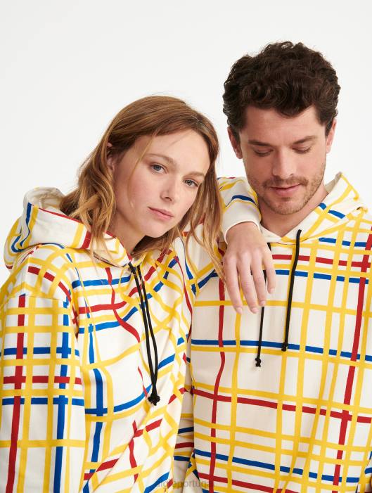 Aigle x Centre Pompidou homens moletom com capuz escovado Mondrian roupas D4DF144