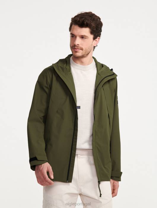 Aigle homens parka com capuz mtd de comprimento médio caqui roupas D4DF178