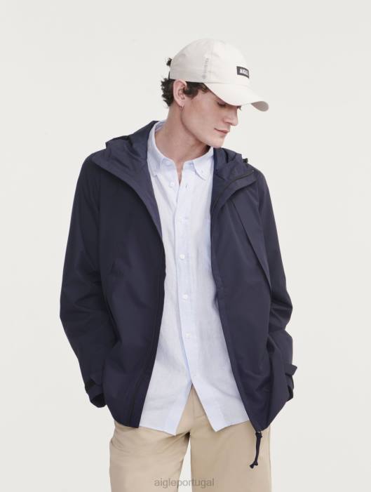 Aigle homens parka com capuz mtd de comprimento médio marinho roupas D4DF160