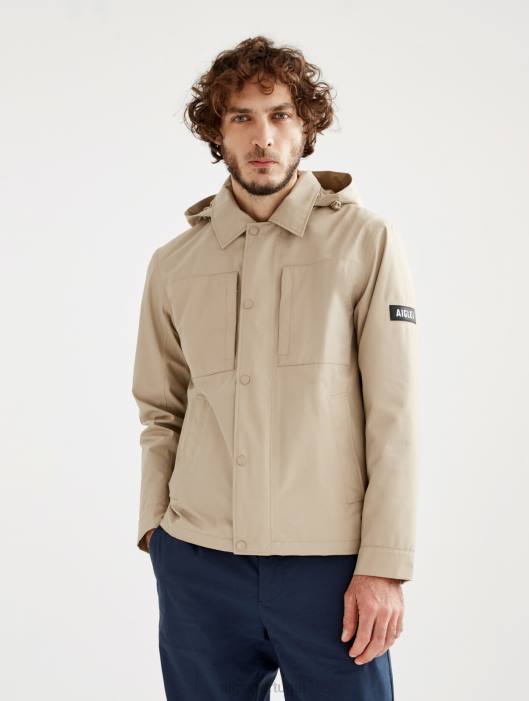 Aigle homens parka curta gore-tex com capuz destacável vime eu roupas D4DF220