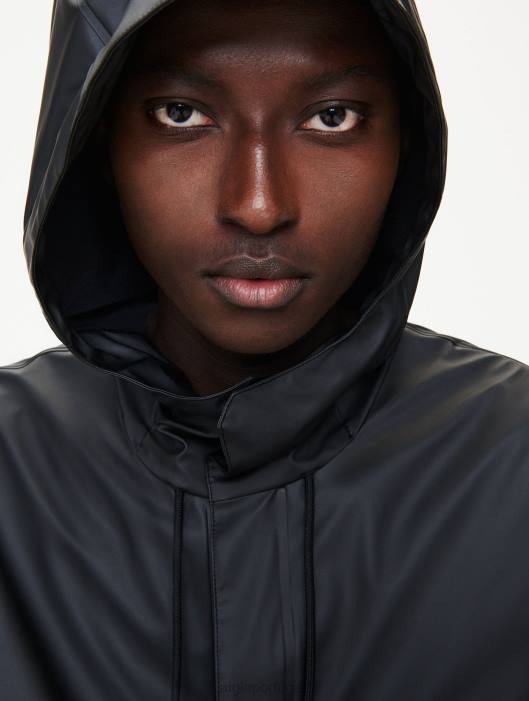 Aigle homens parka impermeável com capuz longo preto roupas D4DF199