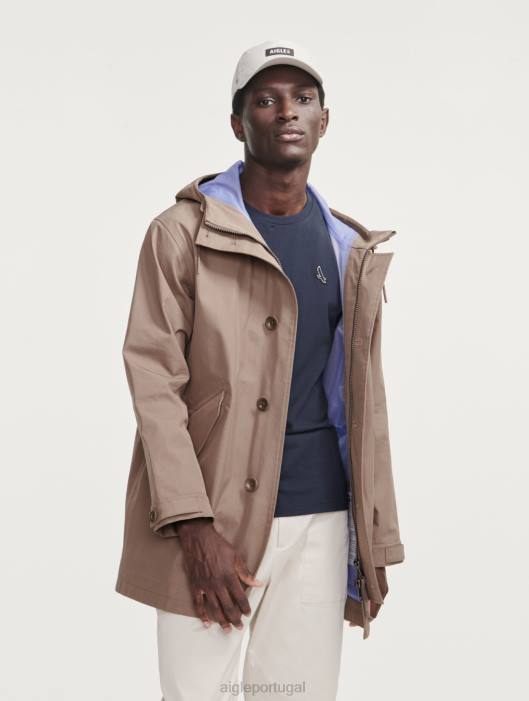 Aigle homens parka mtd com capuz e comprimento médio capuccino roupas D4DF222