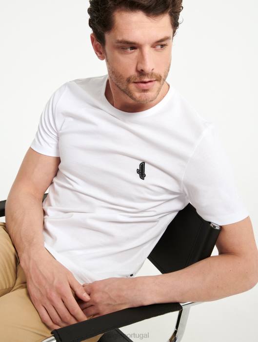 Aigle homens camiseta com gola redonda branco roupas D4DF138