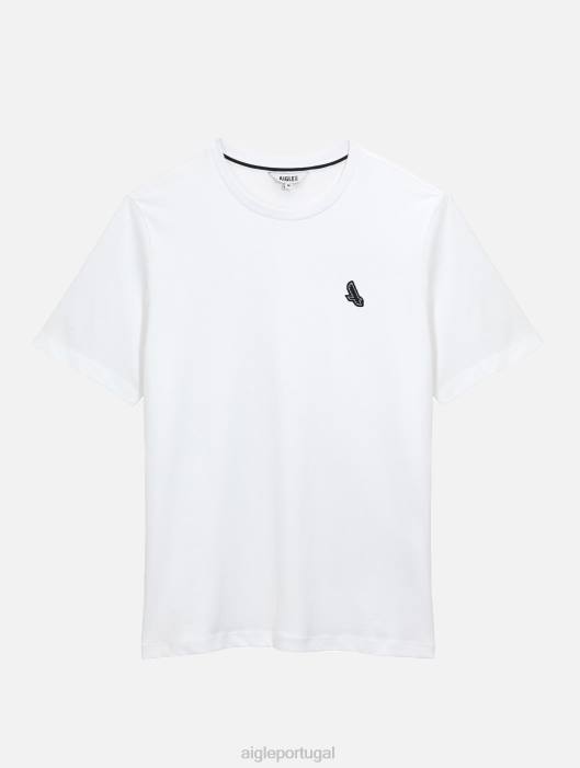 Aigle homens camiseta com gola redonda branco roupas D4DF138