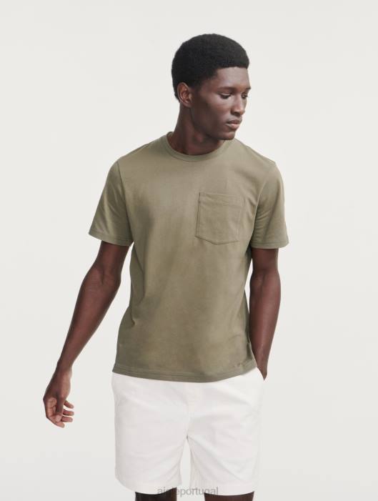 Aigle homens camiseta com gola redonda e bolso em jersey taillis roupas D4DF87