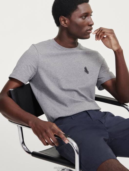 Aigle homens camiseta com gola redonda urze cinza roupas D4DF68