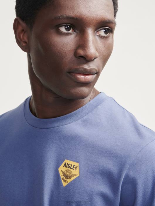 Aigle homens camiseta estampada com gola redonda marais roupas D4DF51