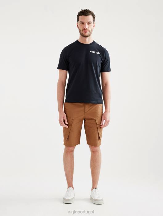 Aigle homens camiseta estampada com gola redonda preto roupas D4DF103