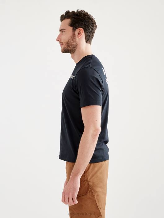 Aigle homens camiseta estampada com gola redonda preto roupas D4DF103