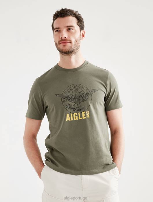 Aigle homens camiseta estampada com gola redonda taillis roupas D4DF62