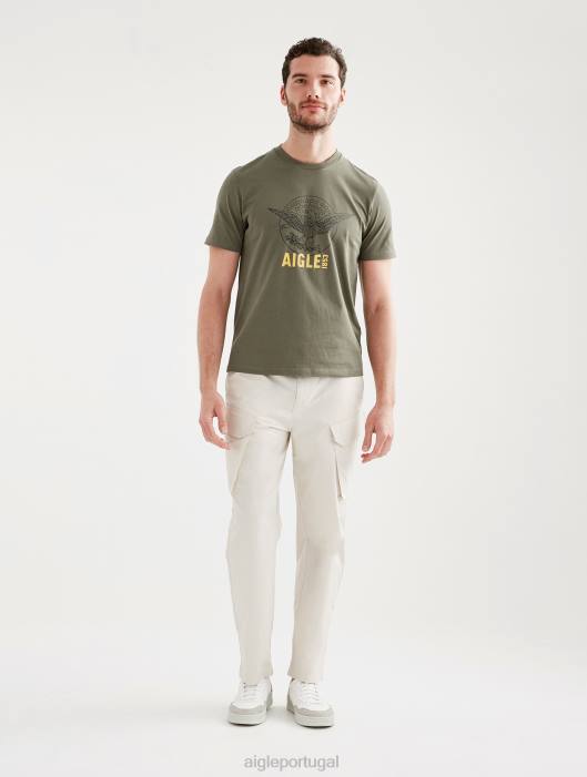 Aigle homens camiseta estampada com gola redonda taillis roupas D4DF62