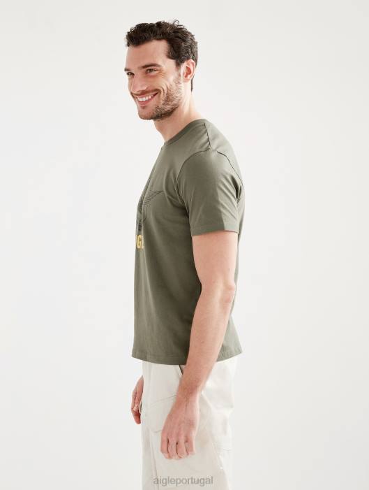 Aigle homens camiseta estampada com gola redonda taillis roupas D4DF62