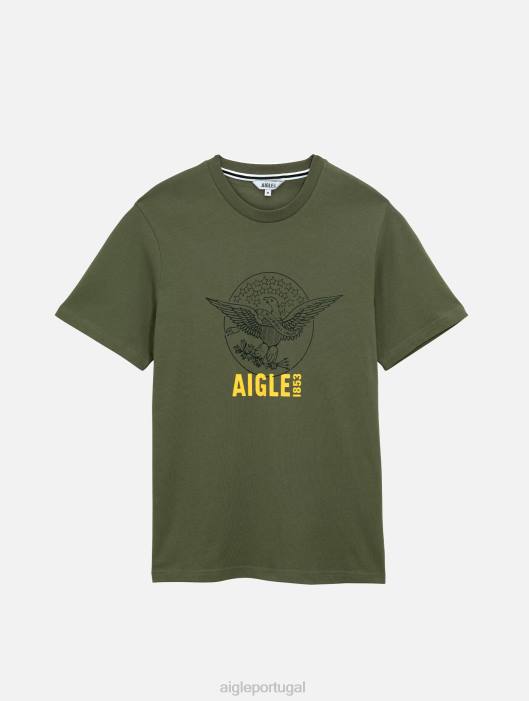 Aigle homens camiseta estampada com gola redonda taillis roupas D4DF62
