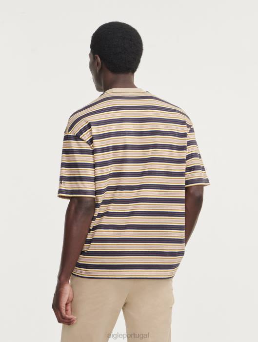 Aigle homens camiseta listrada com gola redonda império st roupas D4DF4